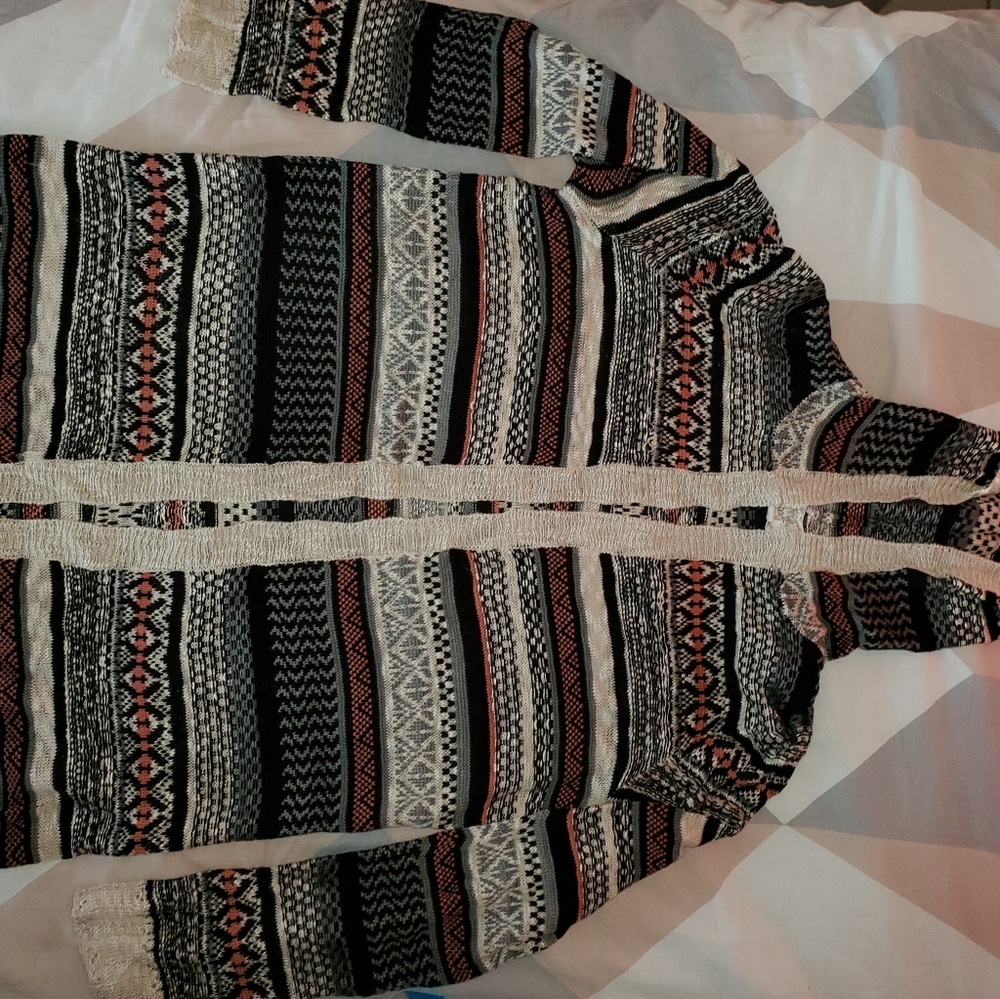 Multi-Colored Hooded Cardigan